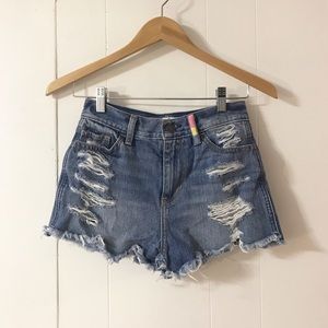 High-Waist Distressed Jean Shorts